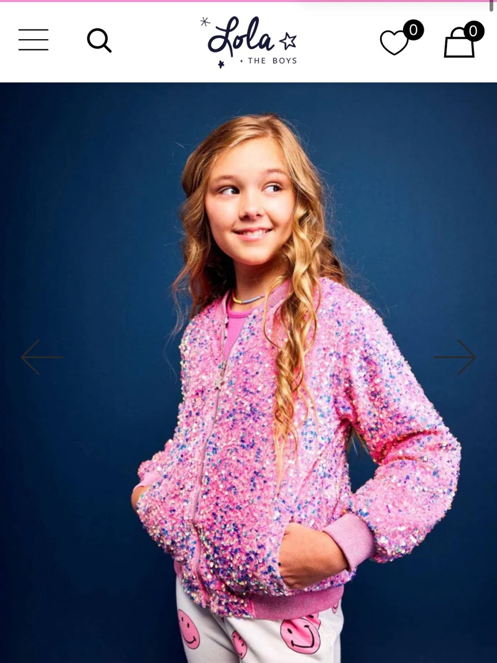 Lola + The Boys Pink Sequin Star Zip Jacket